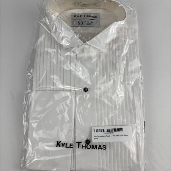 NWT Tuxedo Formal Attire Button Up White Dress Shirt Long Slv, S3 14-14.5 32/33 - Picture 2 of 8